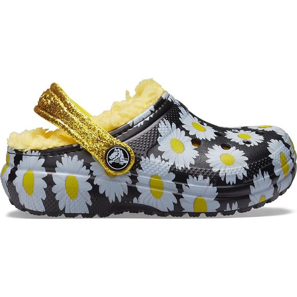 NEW CROCS Size 6 Toddler Classic Lined Vacay Vibes Clog - Black Daisy - Picture 3 of 7